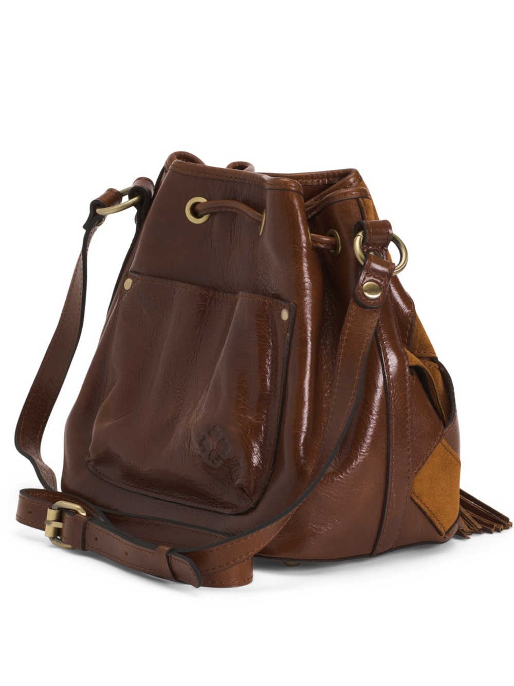 NWT-Patricia Nash-Bellona Bucket Bag-Suede Leather Weave Design-Cognac-$249 - Picture 13 of 15